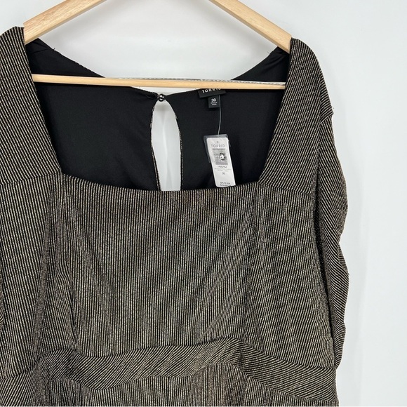 NWT Torrid Glitter Knit Sweetheart Neck Jumpsuit‎ Plus Size 30 Gold Brown - Picture 4 of 14